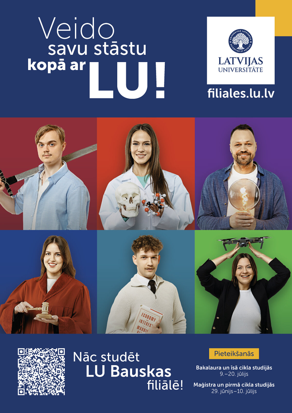 Bauskas filiāles uzņemšanas plakāts ar studentu foto