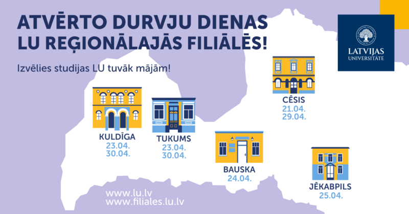 Atklāj studiju iespējas reģionos! LU filiālēs notiks Atvērto durvju dienas