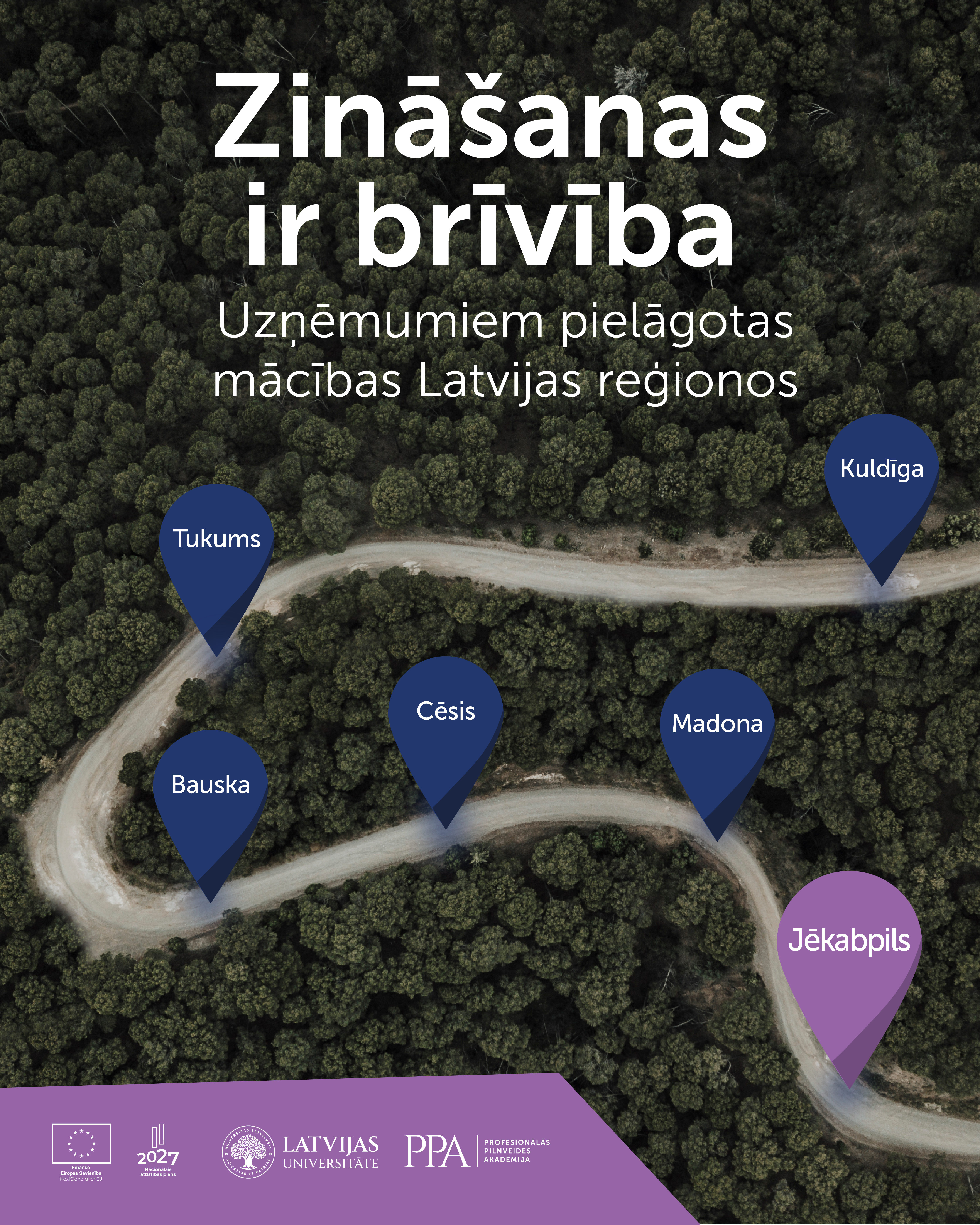 Vizuālis ar LU filiāļu pilsētām.