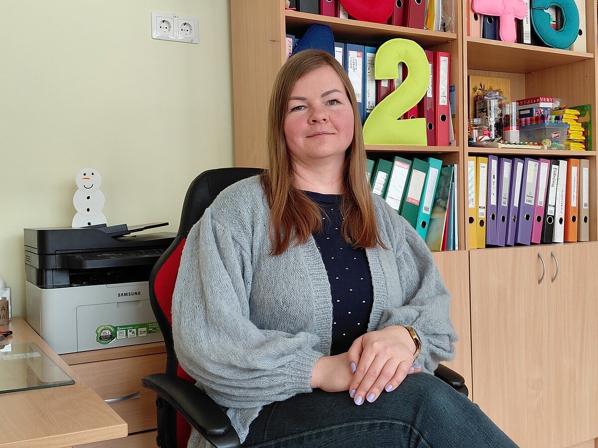 LU Madonas filiāles 2026. gada ziemas absolvente Evita Šuļja darba vietā