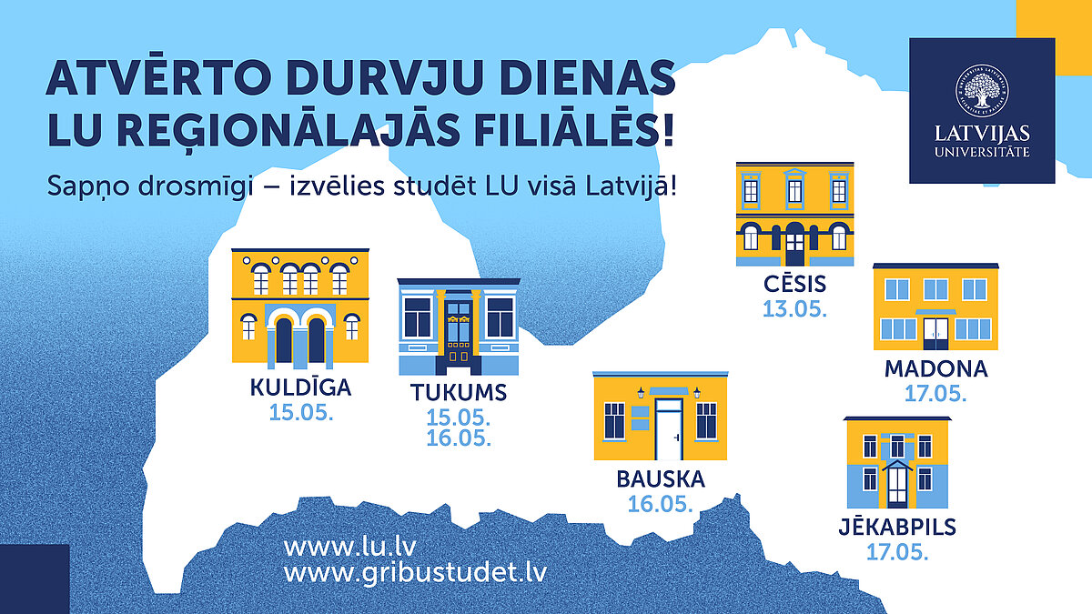 Plakāts par atvērto durvju dienām LU filiālēs